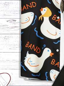 Manfinity 男士字母和卡通圖案襯衫和短褲