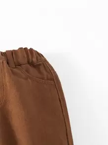 Baby Solid Slant Pocket Trousers - Coffee Brown - View 4