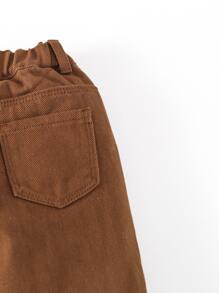 Baby Solid Slant Pocket Trousers - Coffee Brown - View 6