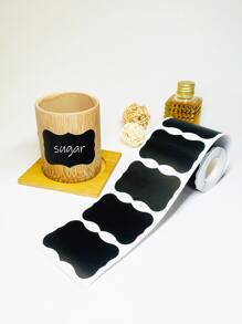 1卷素色標籤貼紙簡單PVC可重複使用禮品包裝貼紙 - 黑色 - 查看 1