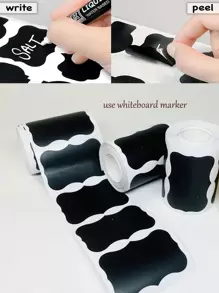 1卷素色標籤貼紙簡單PVC可重複使用禮品包裝貼紙 - 黑色 - 查看 4