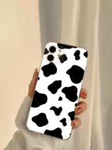 Carcasa De Teléfono Con Estampado De Vaca Compatible Con Iphone 11, Iphone 13, Iphone 14 Pro Max - Blanco y Negro - Ver 1