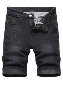 Manfinity Men Cat Scratch Bermuda Denim Shorts - Black - View 1