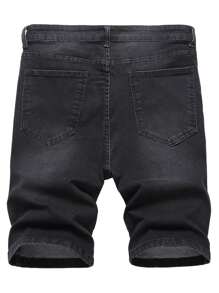 Manfinity Men Cat Scratch Bermuda Denim Shorts - Black - View 2