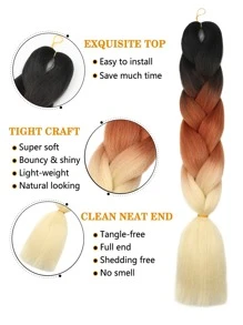 Gói 1 Bím Tóc Lớn 24Inch Thích Hợp Cho Phụ Nữ Và Trẻ Em Ngày Lễ Hàng Ngày Và Cosplay Bện Màu Nâu Ombre Nhiều Màu Thời Trang tổng hợp Tóc Móc Phần Mở Rộng Tóc Hữu Ích Và Khéo léo Tóc Nhiệt Độ Cao - Nhiều màu - Xem 4