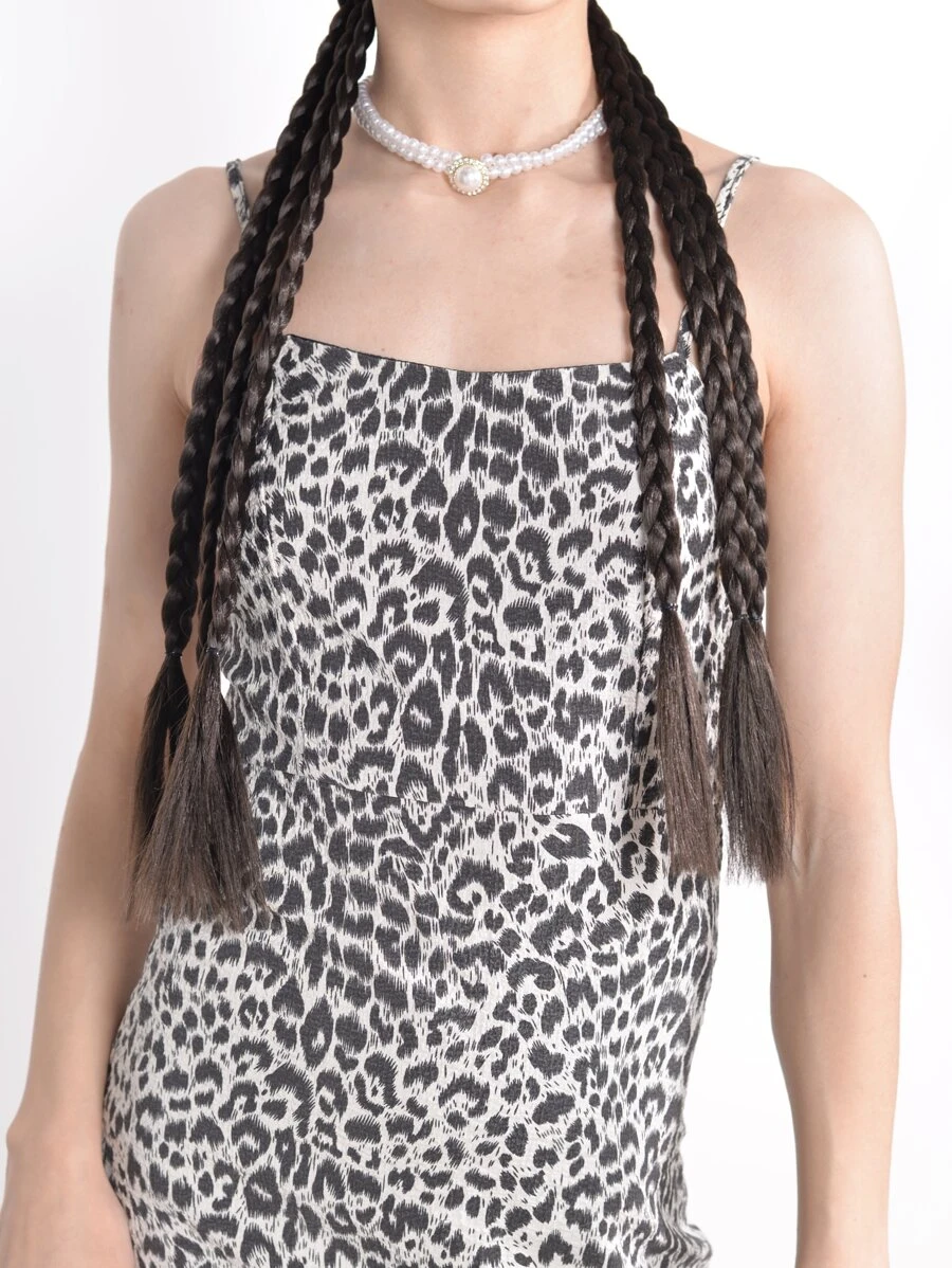 Extensiones De Trenzas Sintéticas Resistentes Al Calor Y De Colores Con Bandas De Goma, Pelo Sintético Trenzado De 20 Pulgadas Y Accesorios De Cola De Caballo Para Mujeres, Niñas, Niños, Fiestas De Cosplay De Resaltados Y Disfraces - Marrón Chocolate - Ver 1