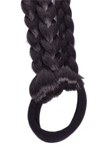 Extensiones De Trenzas Sintéticas Resistentes Al Calor Y De Colores Con Bandas De Goma, Pelo Sintético Trenzado De 20 Pulgadas Y Accesorios De Cola De Caballo Para Mujeres, Niñas, Niños, Fiestas De Cosplay De Resaltados Y Disfraces - Marrón Chocolate - Ver 4
