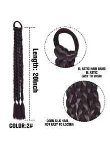 Extensiones De Trenzas Sintéticas Resistentes Al Calor Y De Colores Con Bandas De Goma, Pelo Sintético Trenzado De 20 Pulgadas Y Accesorios De Cola De Caballo Para Mujeres, Niñas, Niños, Fiestas De Cosplay De Resaltados Y Disfraces - Marrón Chocolate - Ver 6