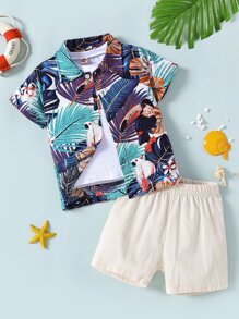 Toddler Boys Tropical Print Shirt & Shorts Without Tee - Multicolor - View 1
