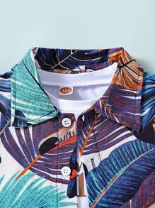Toddler Boys Tropical Print Shirt & Shorts Without Tee - Multicolor - View 4