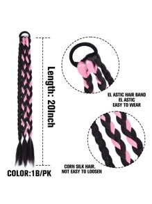 Synthetic Heat Resistant Colored Braids Hair Extensions With Rubber Bands Braided 20 Inch Synthetic Hairpieces Ponytail Hair Accessories For Women Kids Girls Party Highlights Cosplay Dress Up - Multicolor - View 4