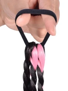 Synthetic Heat Resistant Colored Braids Hair Extensions With Rubber Bands Braided 20 Inch Synthetic Hairpieces Ponytail Hair Accessories For Women Kids Girls Party Highlights Cosplay Dress Up - Multicolor - View 5