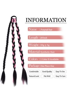 Synthetic Heat Resistant Colored Braids Hair Extensions With Rubber Bands Braided 20 Inch Synthetic Hairpieces Ponytail Hair Accessories For Women Kids Girls Party Highlights Cosplay Dress Up - Multicolor - View 7