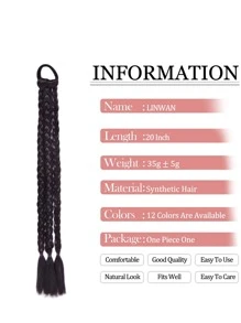 Extensiones De Trenzas Sintéticas Resistentes Al Calor Y De Colores Con Bandas De Goma, Pelo Sintético Trenzado De 20 Pulgadas Y Accesorios De Cola De Caballo Para Mujeres, Niñas, Niños, Fiestas De Cosplay De Resaltados Y Disfraces - Marrón Chocolate - Ver 7