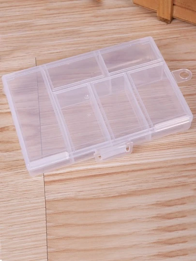 1pc Plastic Storage Box, Clear Multi-function Storage Box With 6pcs Slot For Daily