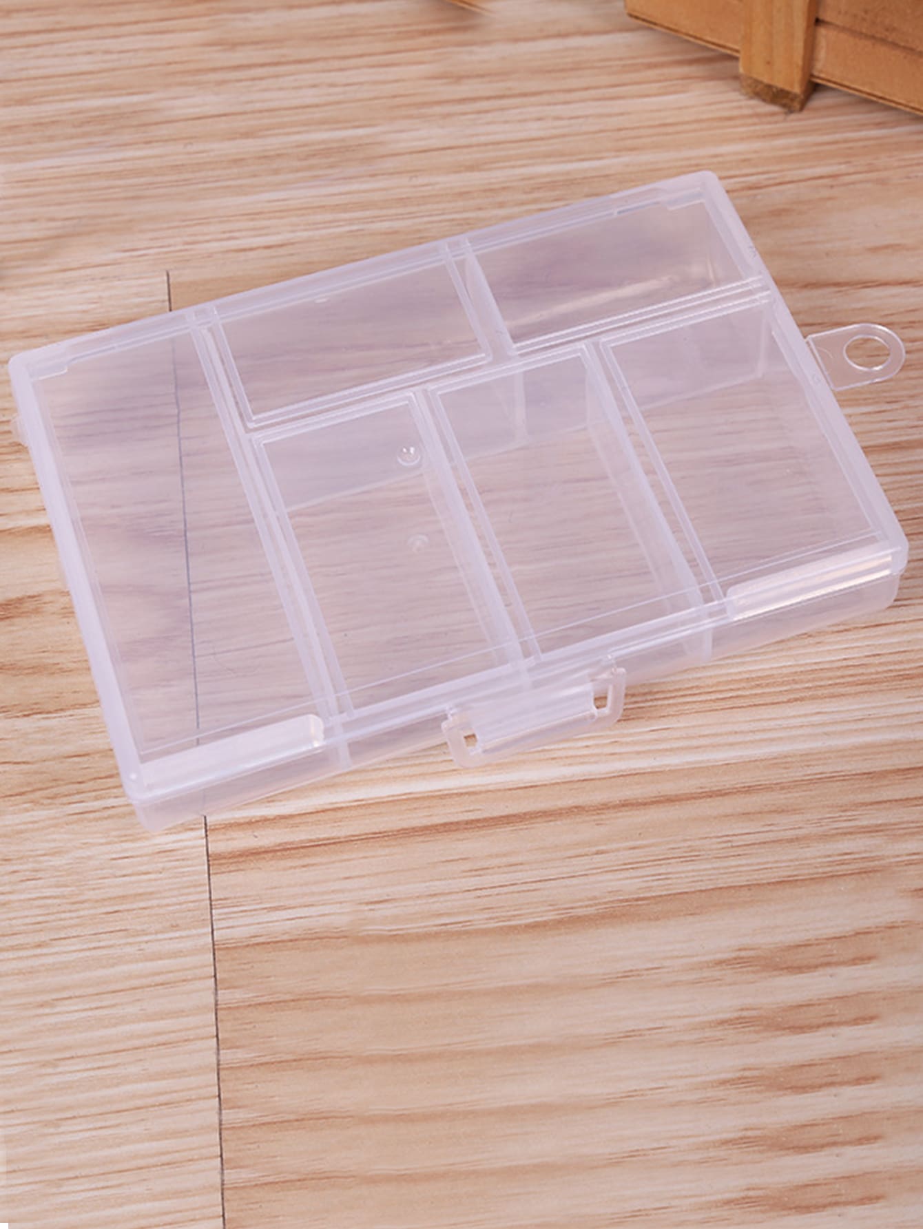 1pc Plastic Storage Box, Clear Multi-function Storage Box With 6pcs Slot For Daily - Clear - View 1