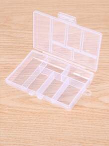 1pc Plastic Storage Box, Clear Multi-function Storage Box With 6pcs Slot For Daily - Clear - View 2