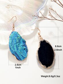 Asymmetric Stone Drop Earrings - Blue - View 3