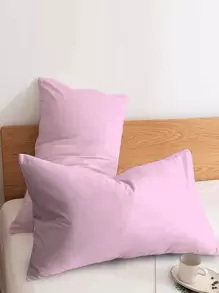 1對無填充物粉色枕套床上用品極簡布藝枕套四季皆宜 - 粉色 - 查看 1