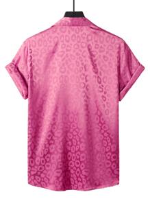 Manfinity Homme Men Leopard Jacquard Shirt - Hot Pink - View 2