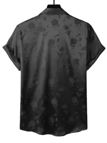 Manfinity Homme 男士花卉圖案提花緞面襯衫