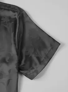 Manfinity Homme 男士花卉圖案提花緞面襯衫