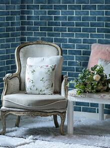 1roll PVC Wall Paper, Brick Pattern Self-Adhesive Removable Wall Decal For Home Decoration - Cadet Blue - View 2