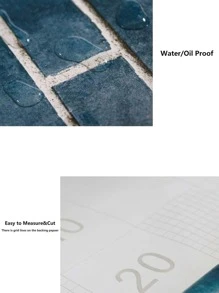 1roll PVC Wall Paper, Brick Pattern Self-Adhesive Removable Wall Decal For Home Decoration - Cadet Blue - View 3