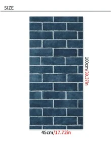 1roll PVC Wall Paper, Brick Pattern Self-Adhesive Removable Wall Decal For Home Decoration - Cadet Blue - View 4