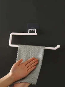 1pc Punch-free Plastic Kitchen Tissue Storage Rack, Minimalist White Tissue Storage Rack For Kitchen - White - View 4