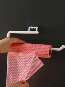 1pc Punch-free Plastic Kitchen Tissue Storage Rack, Minimalist White Tissue Storage Rack For Kitchen - White - View 8