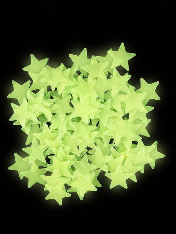 100pcs/Set Plastic Wall Sticker, Creativity Star Shaped Glow In The Dark Wall Decal For Decoration,Stickers,Wall Decal, Vinyl Decal For Home Decorations,Spring Decoration Items Refresh Your Home,Rama Decoration Stickers
