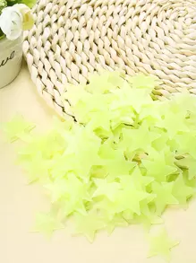 100pcs/Set Plastic Wall Sticker, Creativity Star Shaped Glow In The Dark Wall Decal For Decoration,Stickers,Wall Decal, Vinyl Decal For Home Decorations,Spring Decoration Items Refresh Your Home,Rama Decoration Stickers