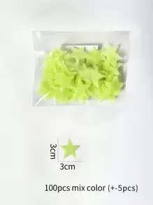 100pcs/Set Plastic Wall Sticker, Creativity Star Shaped Glow In The Dark Wall Decal For Decoration,Stickers,Wall Decal, Vinyl Decal For Home Decorations,Spring Decoration Items Refresh Your Home,Rama Decoration Stickers