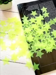 100pcs/Set Plastic Wall Sticker, Creativity Star Shaped Glow In The Dark Wall Decal For Decoration,Stickers,Wall Decal, Vinyl Decal For Home Decorations,Spring Decoration Items Refresh Your Home,Rama Decoration Stickers