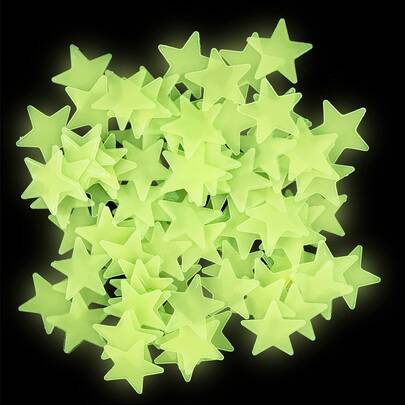 100pcs/Set Plastic Wall Sticker, Creativity Star Shaped Glow In The Dark Wall Decal For Decoration,Stickers,Wall Decal, Vinyl Decal For Home Decorations,Spring Decoration Items Refresh Your Home,Rama Decoration Stickers