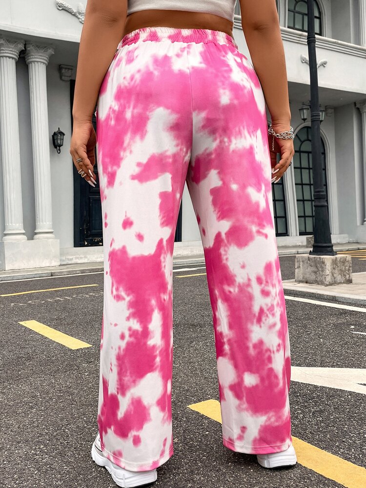 Flirla Plus Tie Dye Ripped Flare Leg Trousers - Multicolor - View 2
