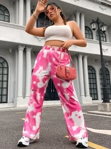 Flirla Pantalones acampanados de tie dye desgarro - Multicolor - Ver 6