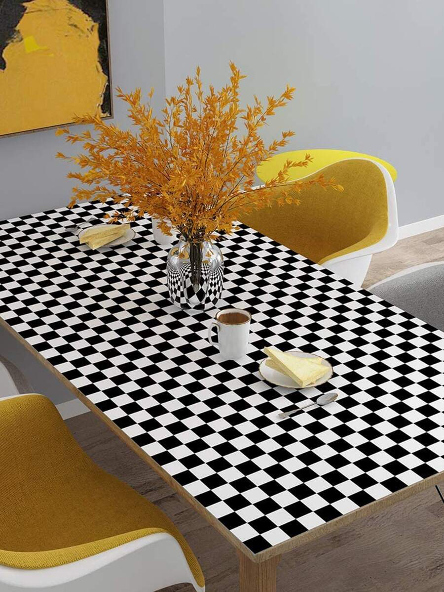 Giấy Dán Tường PVC, Cuộn Keo Dán Tường Họa Tiết Ca Rô Hiện Đại Cho Gia Đình - Đen và trắng - Xem 1