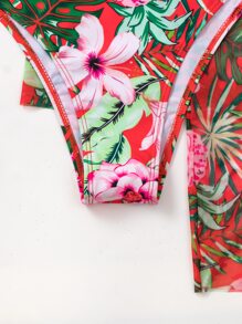 SHEIN Swim 2025 Printed Patterned 3pcs/Set Bikini With Push-Up Underwire Summer - Red - View 4