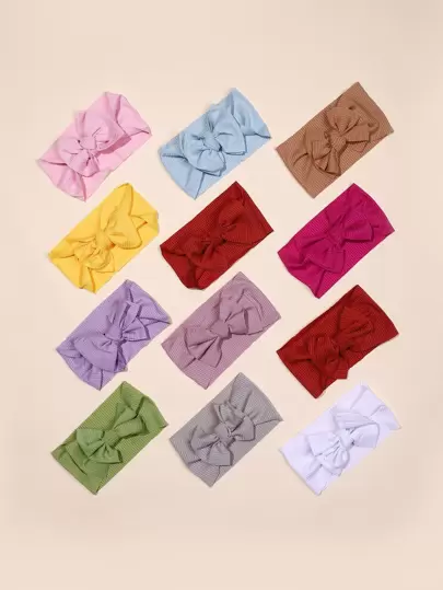 2入組嬰兒隨機色蝴蝶結裝飾髮帶