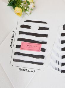 50pcs Plastic Gift Bag, Striped Pattern Portable Wrapping Bag - Multicolor - View 2