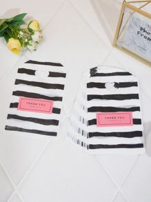 50pcs Plastic Gift Bag, Striped Pattern Portable Wrapping Bag - Multicolor - View 3