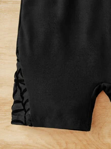 SHEIN 小女童素色騎行褲 - 黑色 - 查看 4