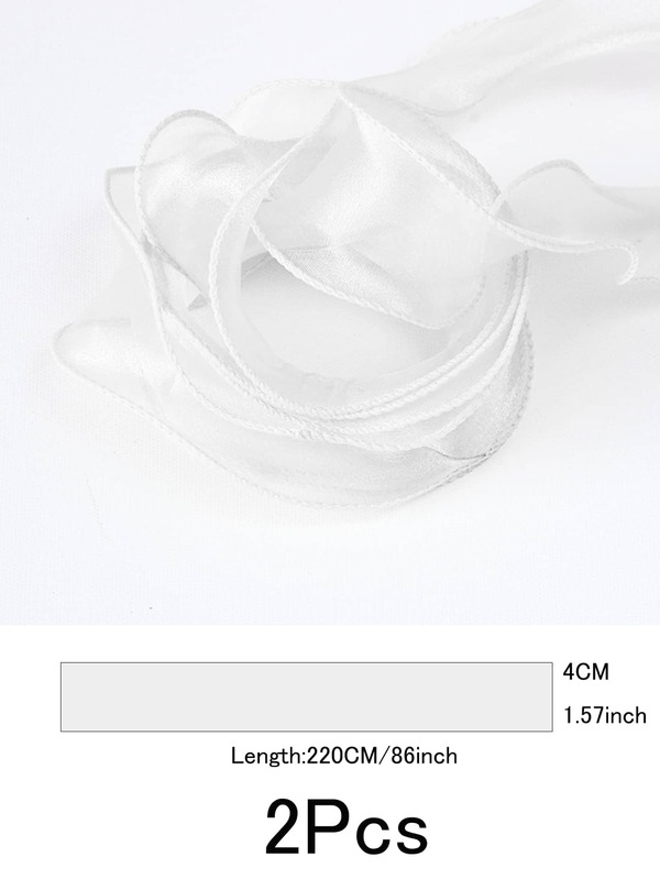 2pcs White Wave Design Gift Ribbon, Simple Polyester Gift Wrap Ribbon