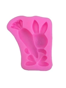 1入組兔子設計DIY矽膠模具卡通粉色胡蘿蔔和動物形狀矽膠模具DIY - 粉色 - 查看 3
