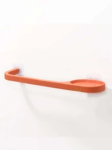 1pc Wall Mounted PP Towel Bar, Daily Orange Color Multi-purpose Self-adhesive Towel Storage Rack For Bathroom - Orange - View 1