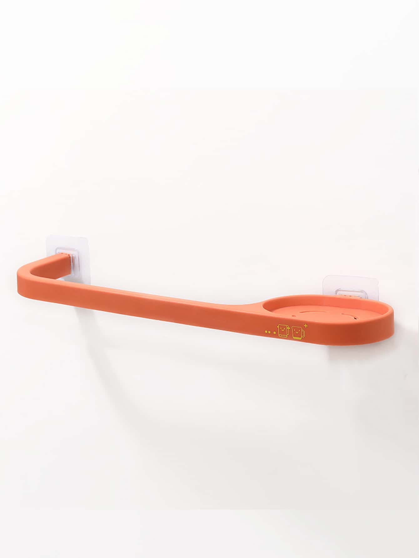 1pc Wall Mounted PP Towel Bar, Daily Orange Color Multi-purpose Self-adhesive Towel Storage Rack For Bathroom - Orange - View 1