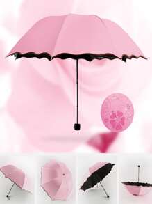 1 szt. przenośny parasol, nowoczesny parasol z kwiatowym wzorem na zewnątrz, wybór na wiosnę i lato, prezenty dla druhen, wystrój pokoju, sypialnia, plaża, podróże, dla mężczyzn, dla kobiet, wakacje - Różowy - Zobacz 12