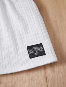 SHEIN 小女童字母補丁細節半身裙 - 白色 - 查看 3